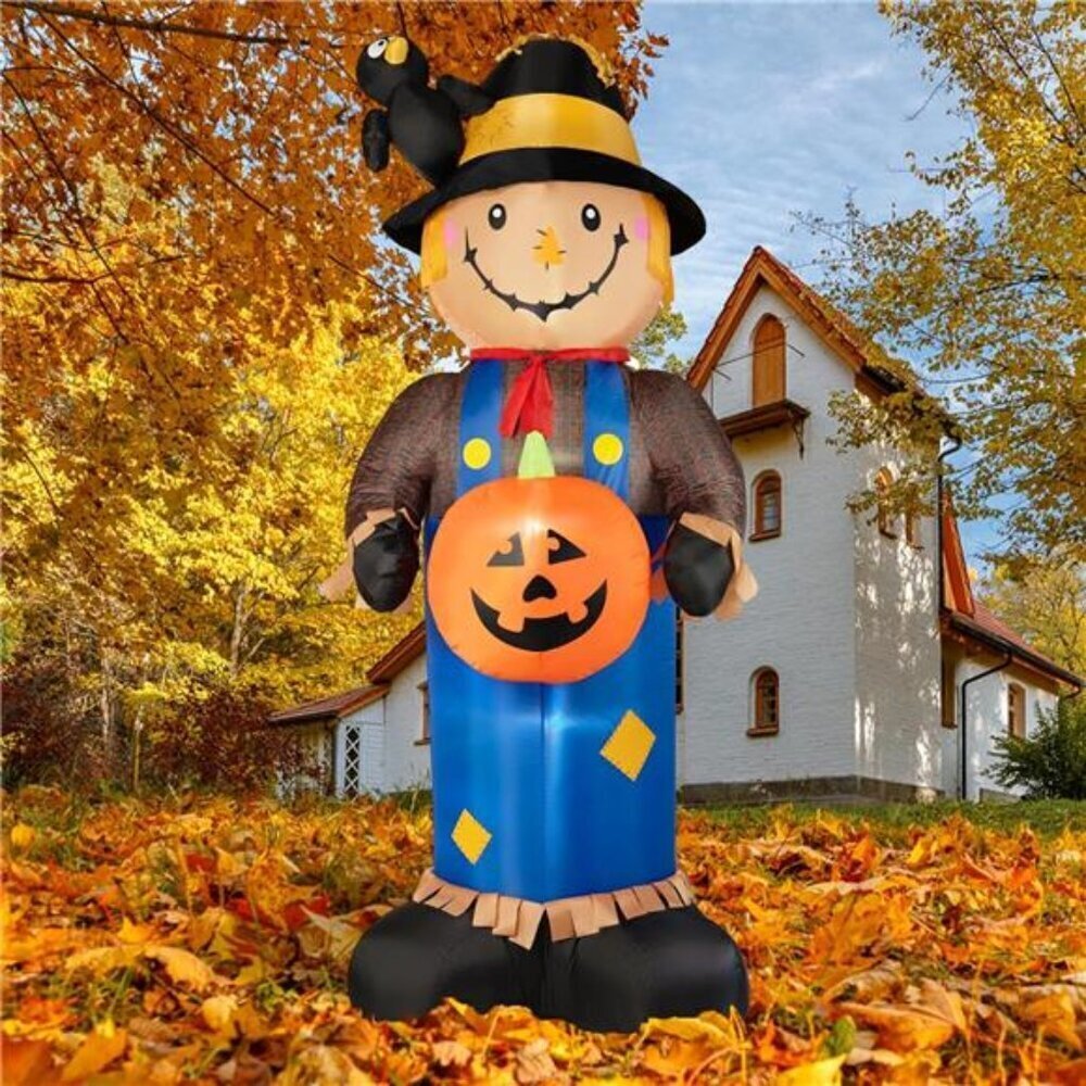 8FT Fall Inflatables Scarecrow Decorations, Giant Scarecrow with Pumpkin